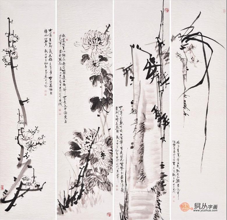 我们从花鸟画悠久的历史来说,中国花鸟画最早发端于新石器时代的